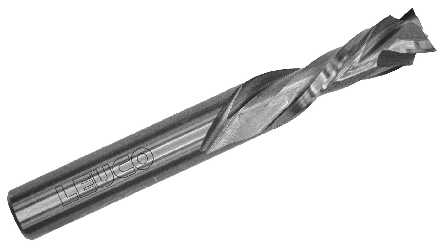 Fresa de topo LEUCO de compressão, em metal duro integral, para centro CNC
